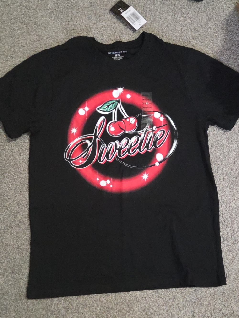 Sweetie Cherry Graphic Tee - Black NWT SIZE M